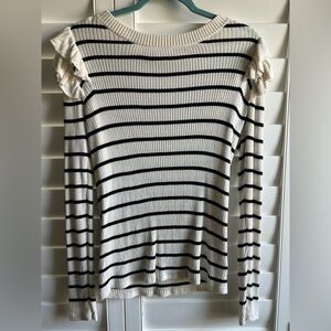 Cream Sweater with Black stripes